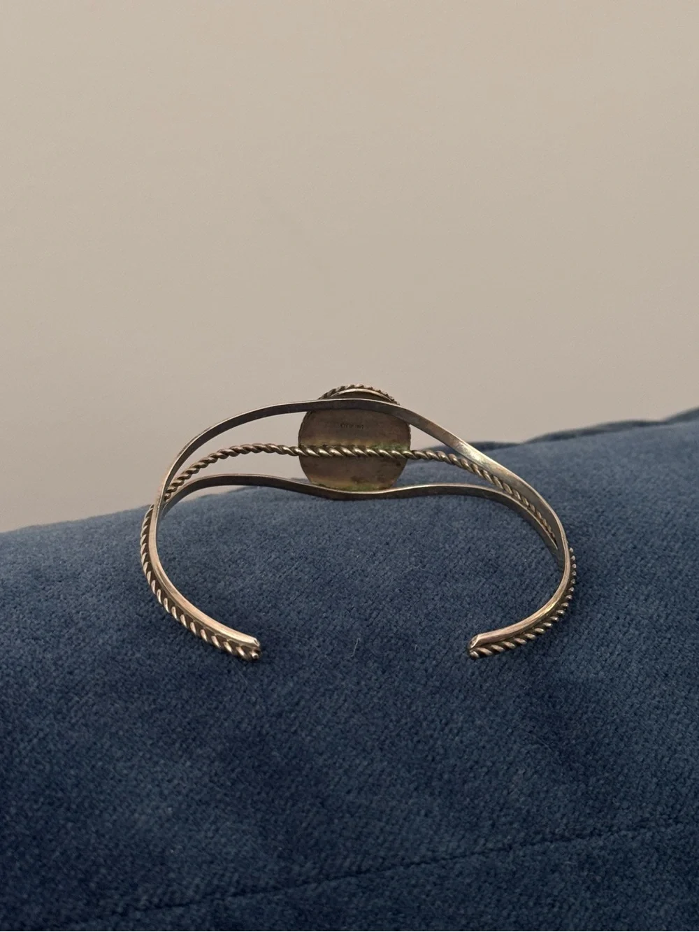 Native American SterlingSilver Turquoise Sign Cuff bracelet